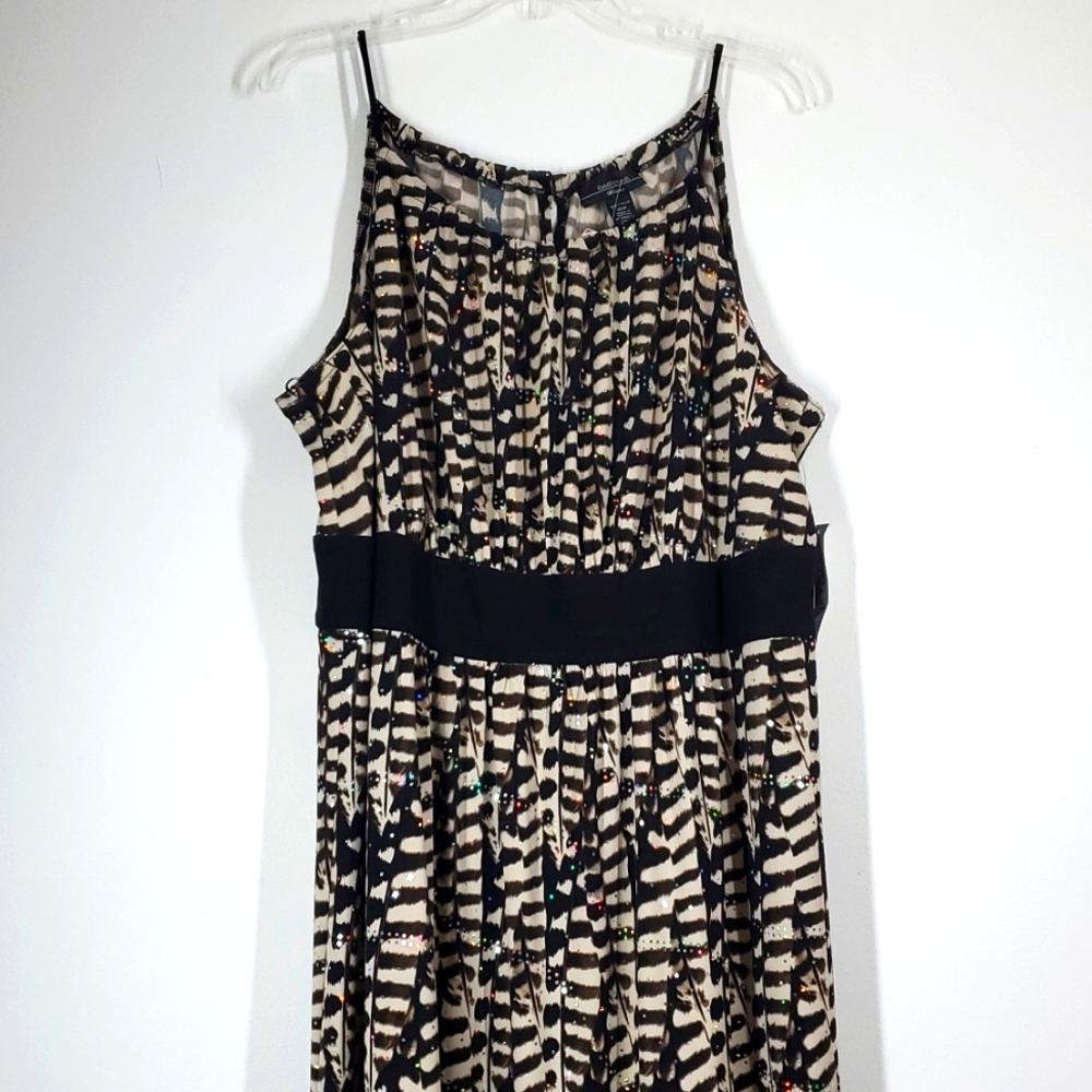 R and M Richards Woman Taupe Black Sequin Maxi Dress 16W Tall NWT